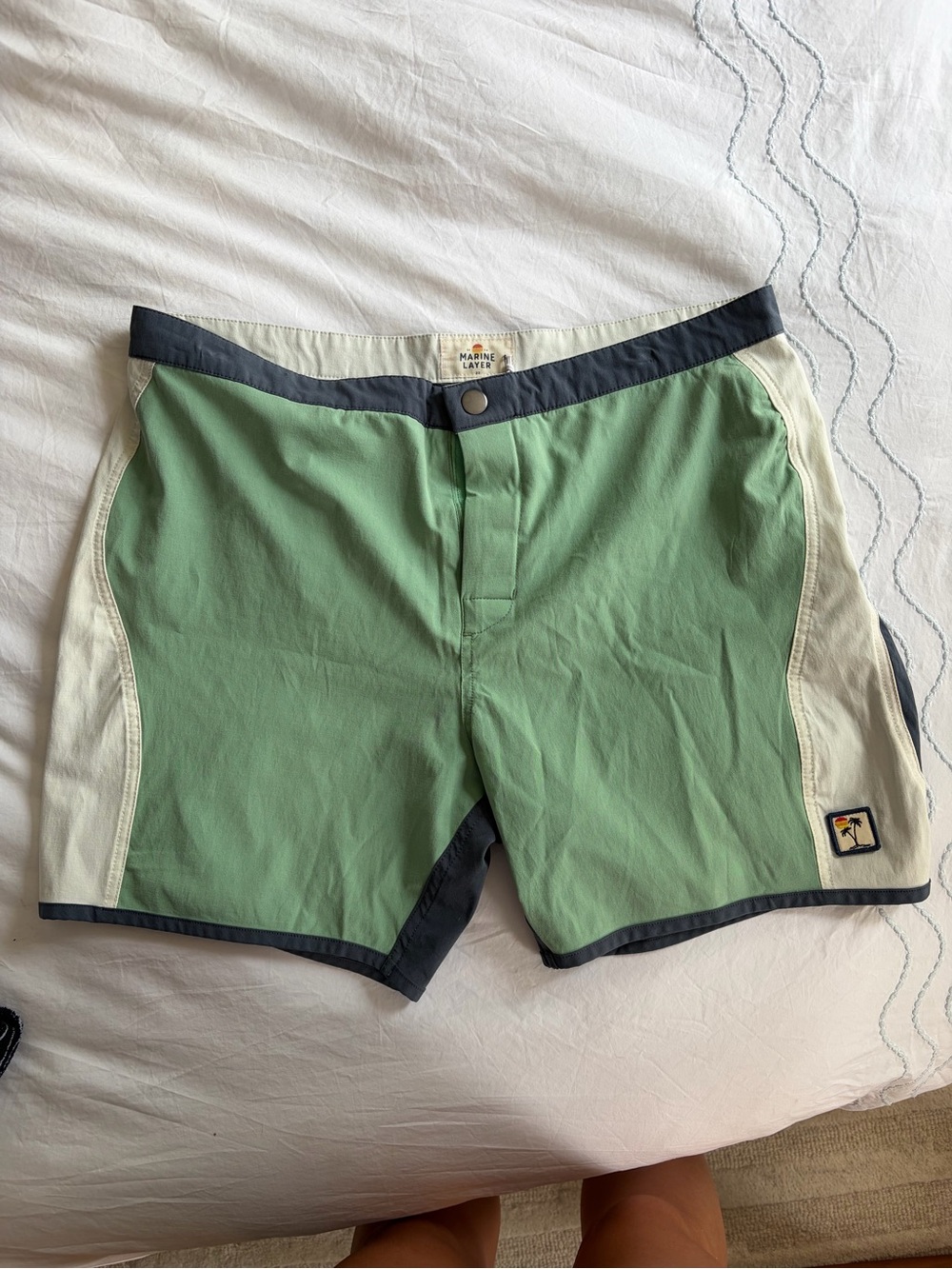 Marine Layer Men’s 32 Green Block Board Shorts